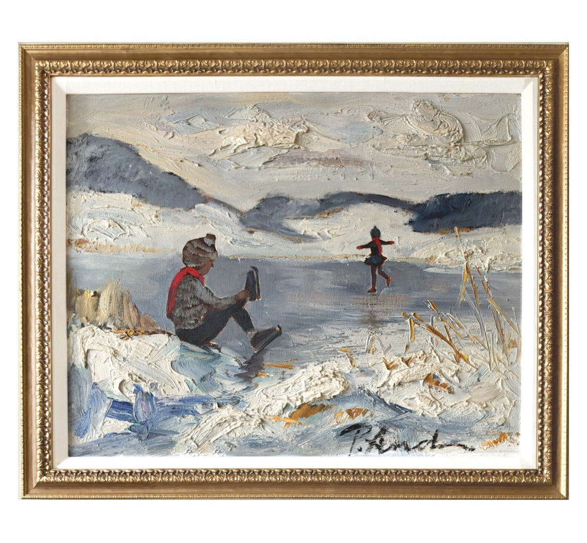 Red Scarf & Silver Skates